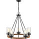 Taos 5 Light 26 inch Matte Black/Wood Grain Chandelier Ceiling Light